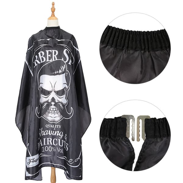 Professionell Barber Cape - Solid Svart, Högdensitetstyg