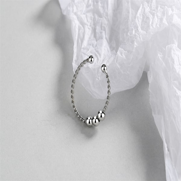 Justerbare anti-stress ringe med drejelige perler Sølv