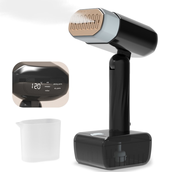 Bärbart hopfällbart elektriskt strykjärn Black Black