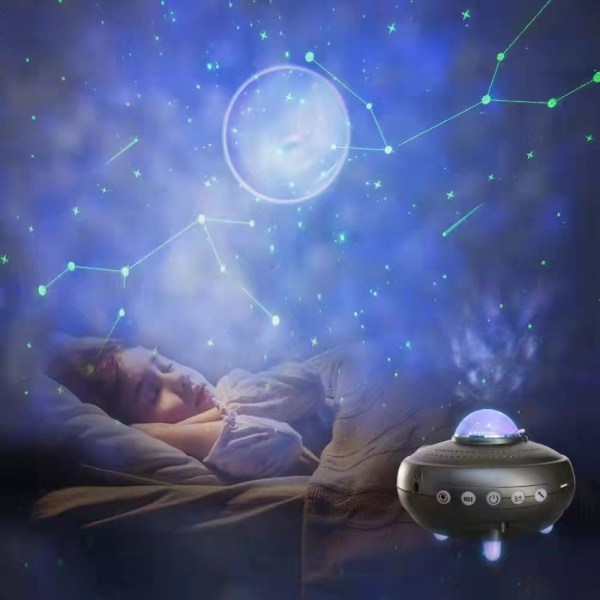 12 Constellation 5 Planet Night Light-projektor Sort Sort