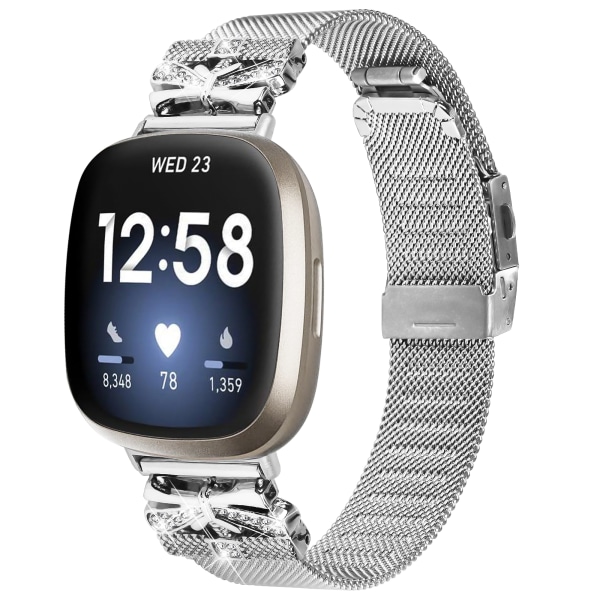 Klockarmband i Rostfritt Stål för Fitbit Versa3/4/Sense 2 Silver