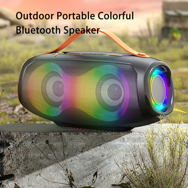 Vandtæt Bluetooth-højttaler med RGB-lys - Sort