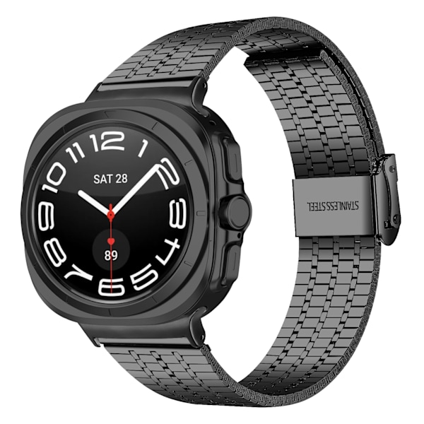 Samsung Galaxy Watch Ultra 47MM klockarmband i rostfritt stål med dubbel knappstängning Svart