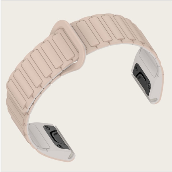 Pikalukittava silikoninen magneettinen ranneke Garmin Fenix 8/7X/Epix -kelloille Beige 26 mm