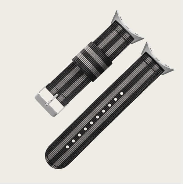 Flettet nylon urrem til Google Pixel Watch 1/2/3 Black+Grey Black+Grey