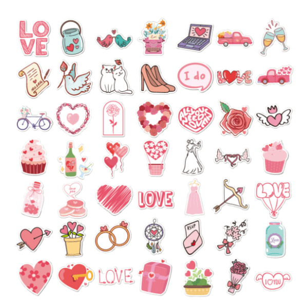 Love Heart Stickers 50-pak N14 MultiColor