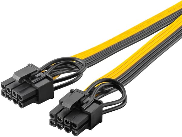 Strømforsyningskabel 8-pin hun til dobbelt 6+2 han til PCIe