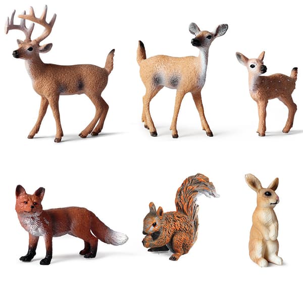 Realistiska Skogsdjursfigurer, 6-pack Forest Animals Set