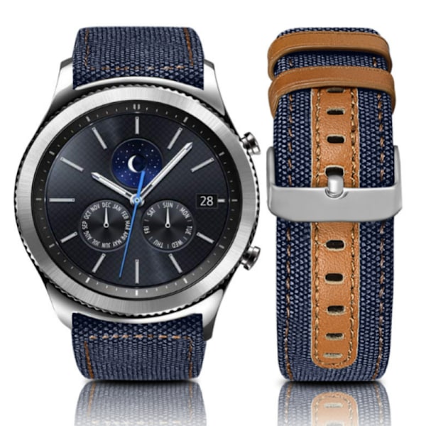 Klockarmband i äkta läder för Samsung Galaxy Watch 3/22/46MM Blå