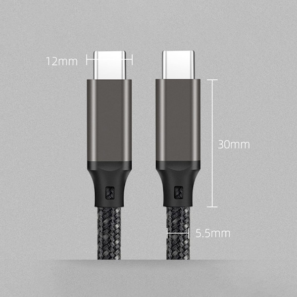 2M USB-C til USB-C hurtigopladningskabel - Sort Titanium 2 m Titanium 2 m
