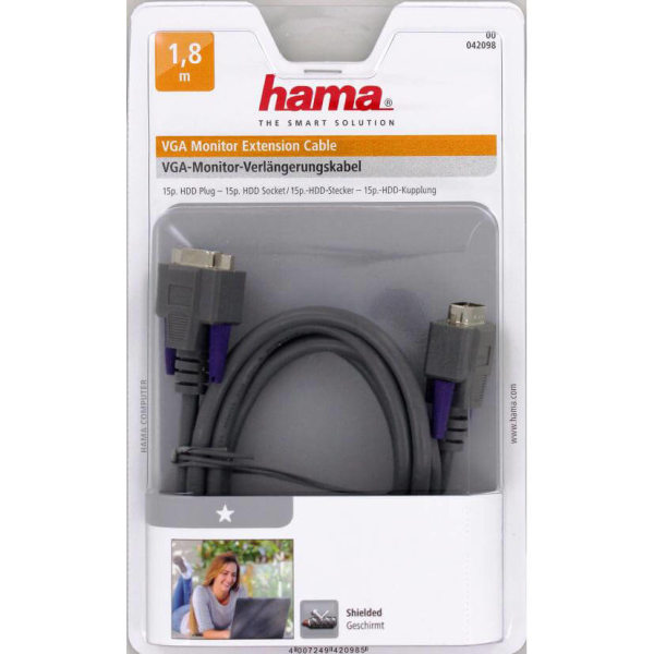 HAMA Kabel VGA Förlägning Svart 1.8m