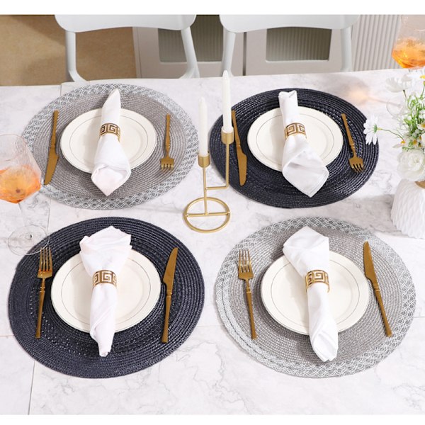 Set med 8 bordstabletter, PVC-bordstabletter för matbord Silver