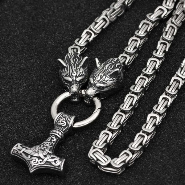 INF Vikinge smykke halskæde Thors hammer Rustfrit stål Sølv