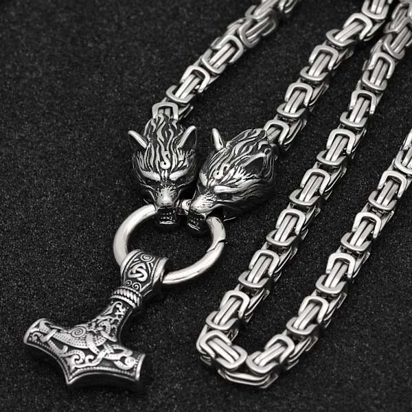 Vikinge smykke halskæde Thors hammer Rustfrit stål Sølv