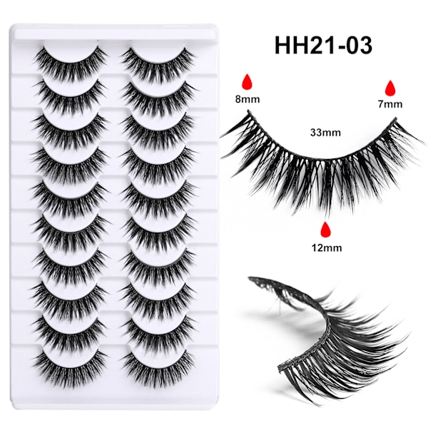 HH21-03 3D Faux Mink Ögonfransar, 10 Par