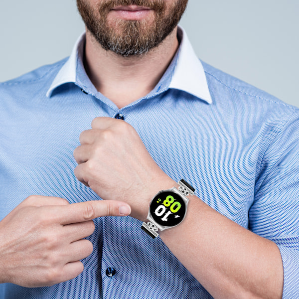 Klockarmband i äkta läder för Samsung Watch 4/5/6/7 Svart
