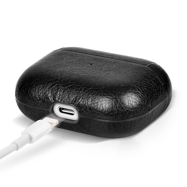 Airpods skyddsfodral, premium PU-läder Airpods 3 Svart