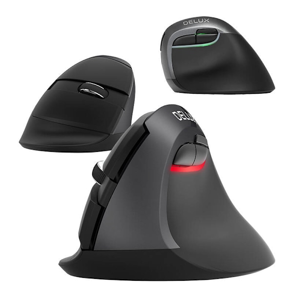 Trådlös vertikal mus Delux M618Mini DB BT+2.4G 2400DPI (svart)