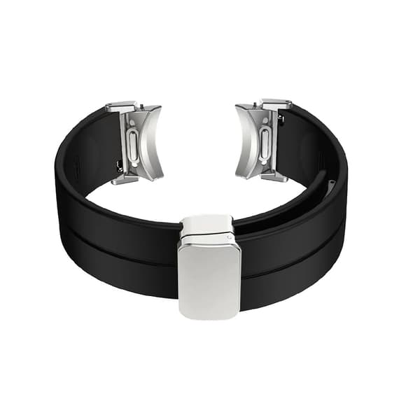 20 mm:n silikoninen ranneke mustalla soljella Harmaa   Black Black