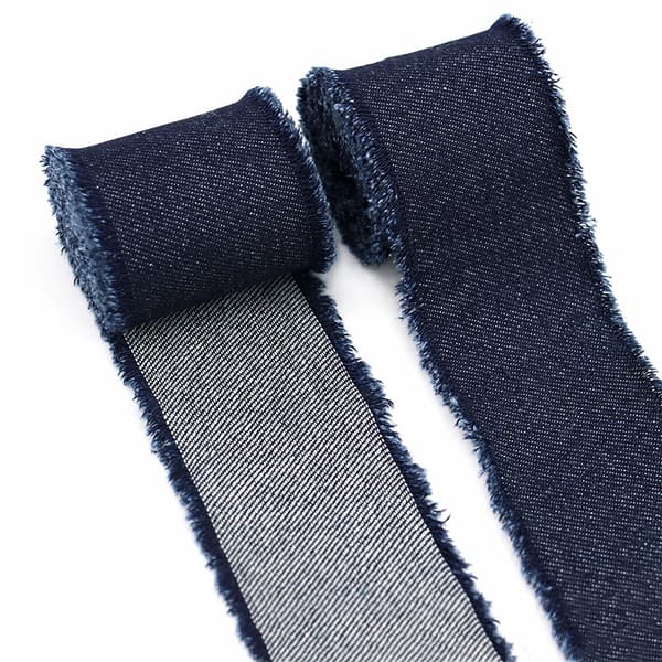Denimfransar med vävd tejp - Mörk Denim, 4 cm bred (1,5 meter)