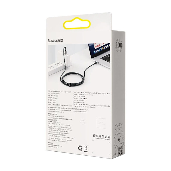 Baseus Displaykabel USB-C till Type-C 100W 1m (svart)