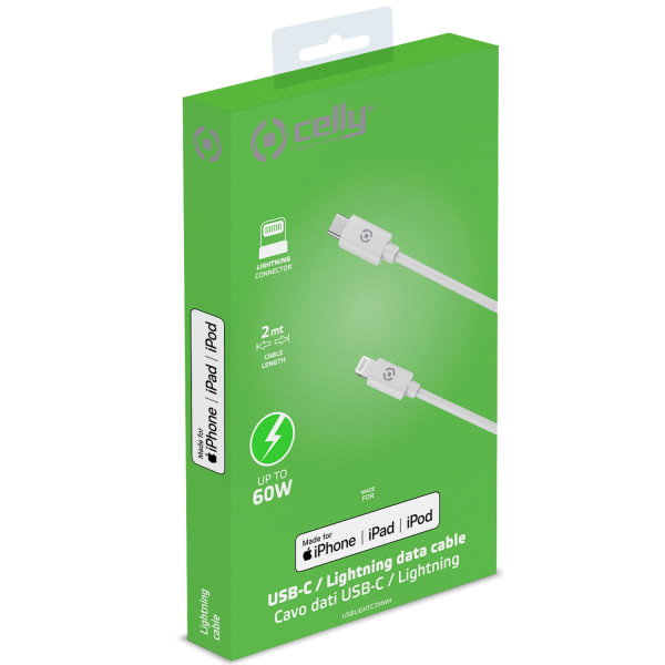 Celly USB-C - Lightning-kabel 60W MFI 2m