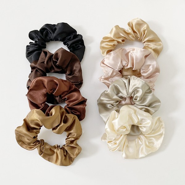 8 kpl hiuslenkkisarja - monivärisiä scrunchie-ponnarit naisille ja tytöille