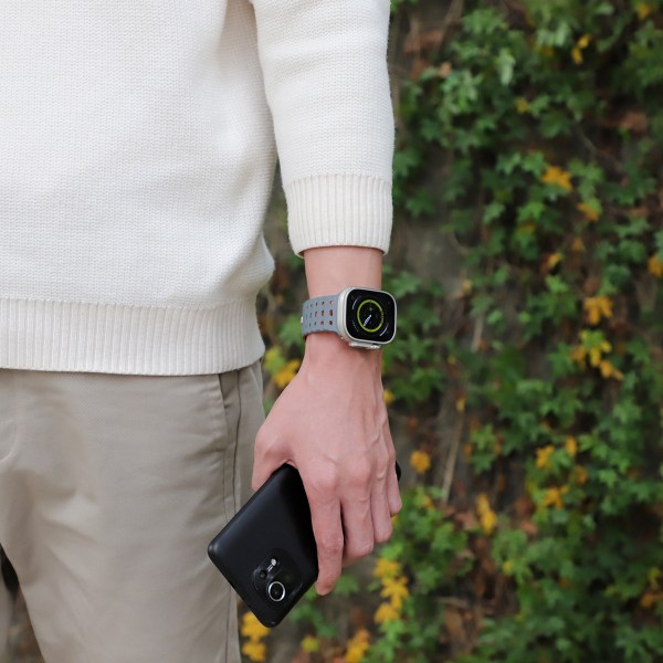 Andningsbar magnetrem för Apple Watch Series 1-9 generationer 42/44/45 mm Grå+orange