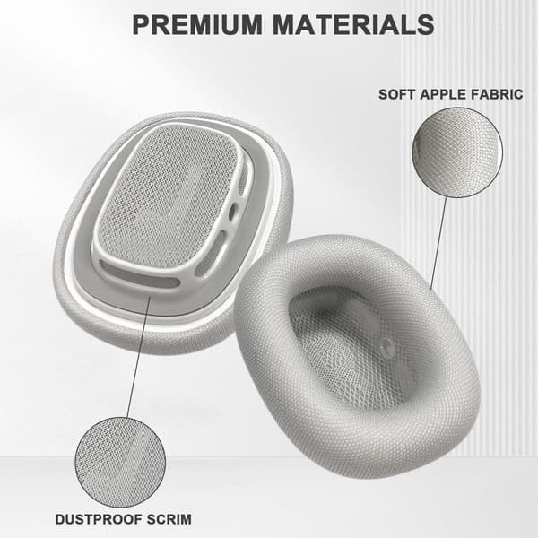 Ørepuder til AirPods Max - Apple Fabric & Silikone Silver Silver