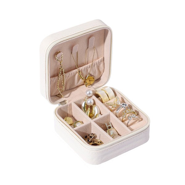 Mini smyckeskrin - Elegant PU-läder Vit