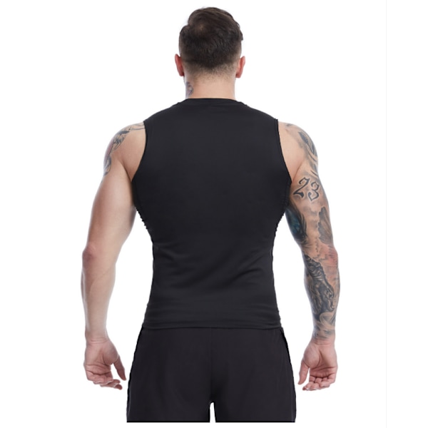 Herre Sommer Løb Træning Fitness Vest Sort XXL