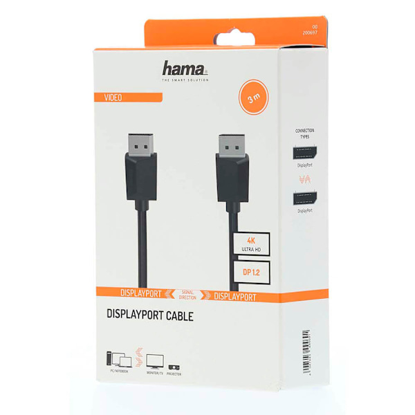 Kabel DisplayPort 1.2 Ultra-HD 4K 0.75m Svart