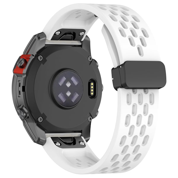 Garmin Fenix/Enduron kanssa yhteensopiva silikonihihna reiällä ja soljella - 26 mm, valkoinen
