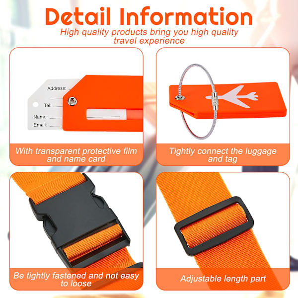 INF Bagageband med Adressetikett Orange 1.8 m