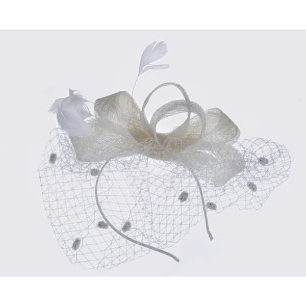 Elegant Mesh Fascinator Hat med fjer Beige Beige