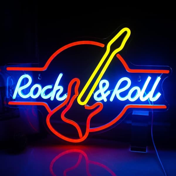 Gitarr LED Neon Skylt - 42x32cm, USB-driven, Perfekt för Musikrum och Fester