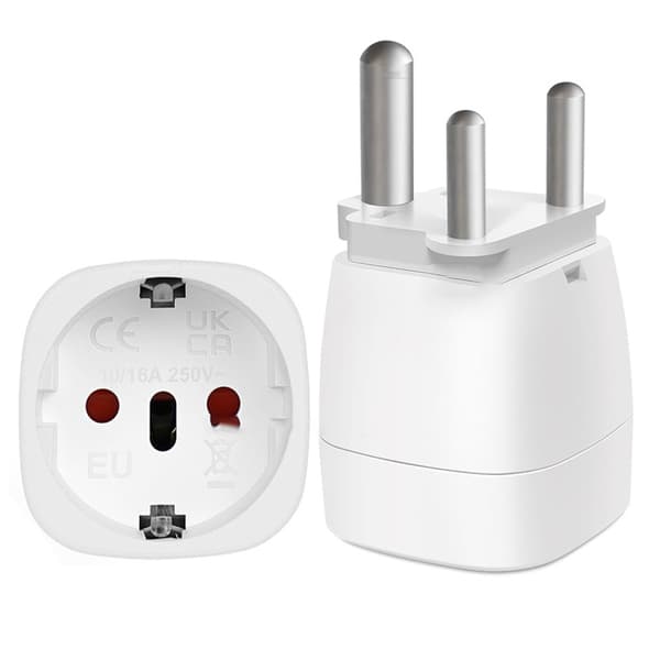 EU til Sydafrika Rejseadapter - Sort, Kompakt Design White White