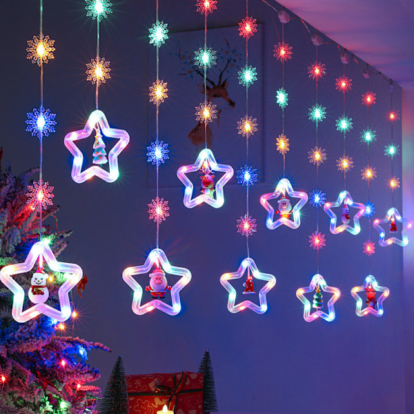 Ring LED-lys til jul, bryllupper, fester og boligindretning Snefnug stjerne ring Farvede lys