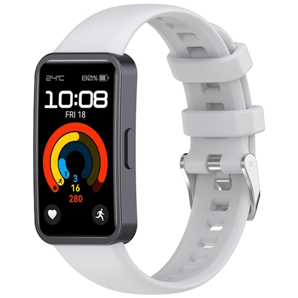 Mjukt silikonarmband för Huawei Band 10/9/8 (metallspänne) Grå