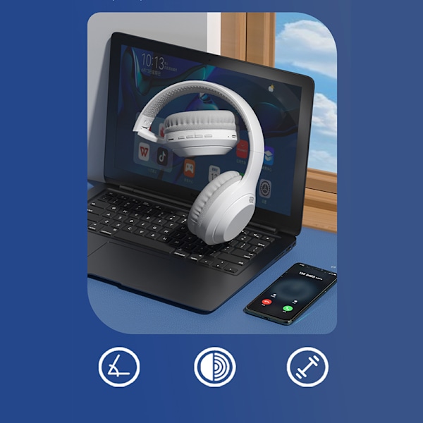 Trådløse Bluetooth-hovedtelefoner DR10 - Hvid Grå
