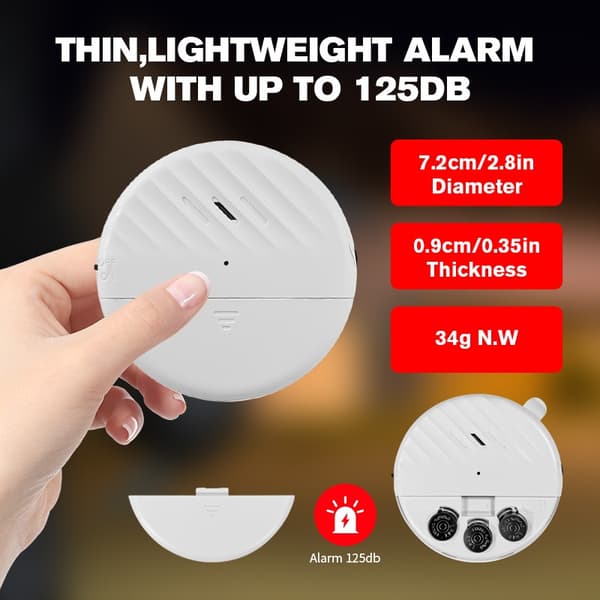 Vibrationssensor Alarm - Justerbar Känslighet, 125dB Högt Larm