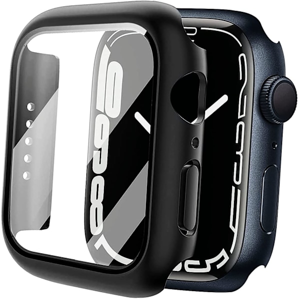 Suojakuori näytönsuojalla Apple Watch 7/8 (45 mm) Musta