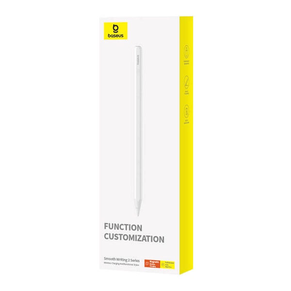Aktiv, multifunktionell penna Baseus Smooth Writing Series med trådlös laddning, USB-C (Vit)