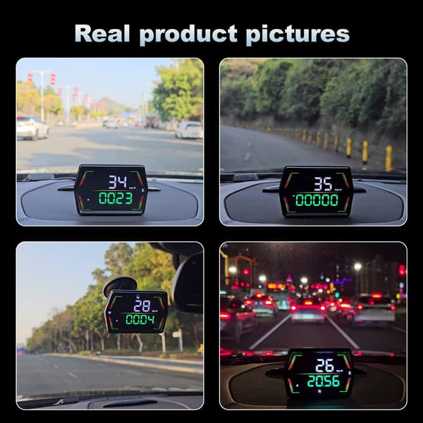 Head-Up Display för Bil - Hastighet, Tid, Körsträcka och Varningssystem för Säker Körning