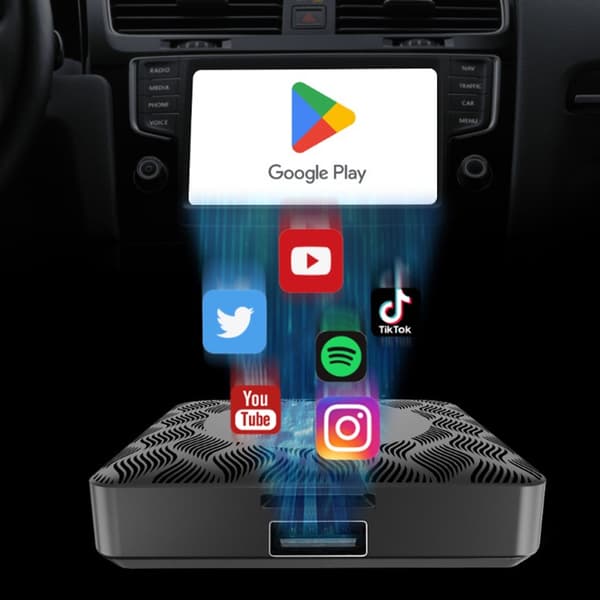 Smart Box Bil Trådlös CarPlay: Android 10, 2GB+32GB, WiFi 6 & Bluetooth 5.4 Adapter