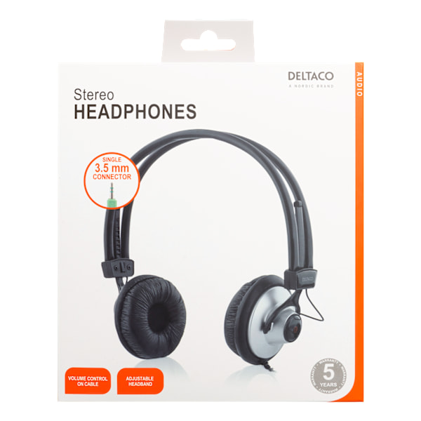 Headphones with volume control, 2.2m cable