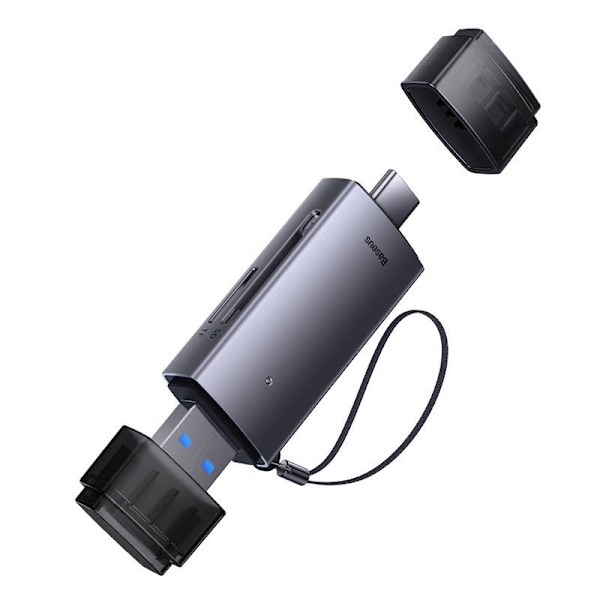 Baseus Lite Series SD/TF minneskortläsare, USB + USB-C (grå)