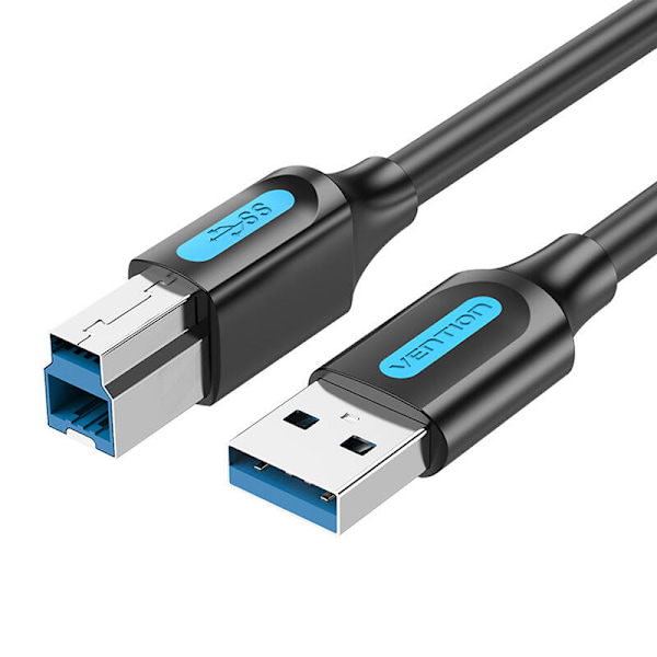 USB 3.0 A till B utskriftskabel Ventilation COOBI 2A 3m Svart PVC