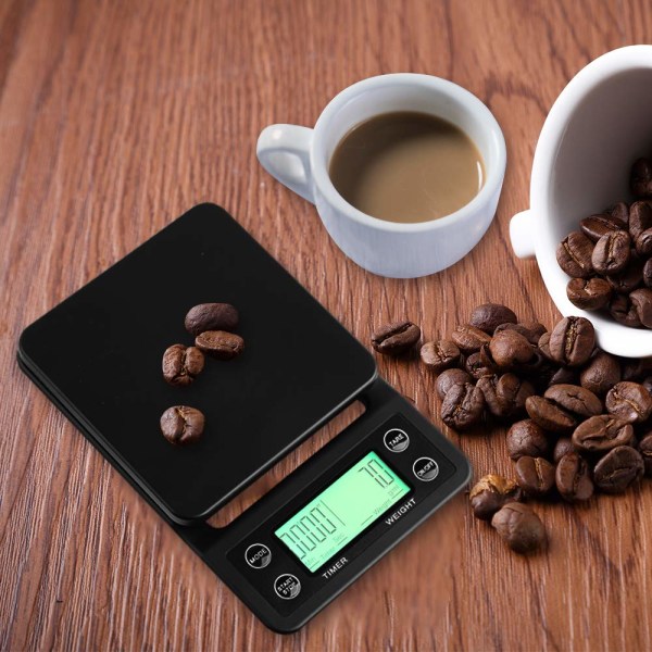 Digital köksvåg / kaffevåg 3 kg/0.1 g exakthet Svart Svart