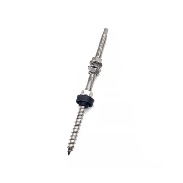 M10x200mm Dobbeltendet Bolt i Rustfrit Stål til Solcellebeslag - 6 Stk.